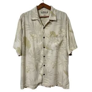 Tommy Bahama Hawaiian Silk Shirt Size L Pineapple Floral Beachy Vacation‎ Men’s